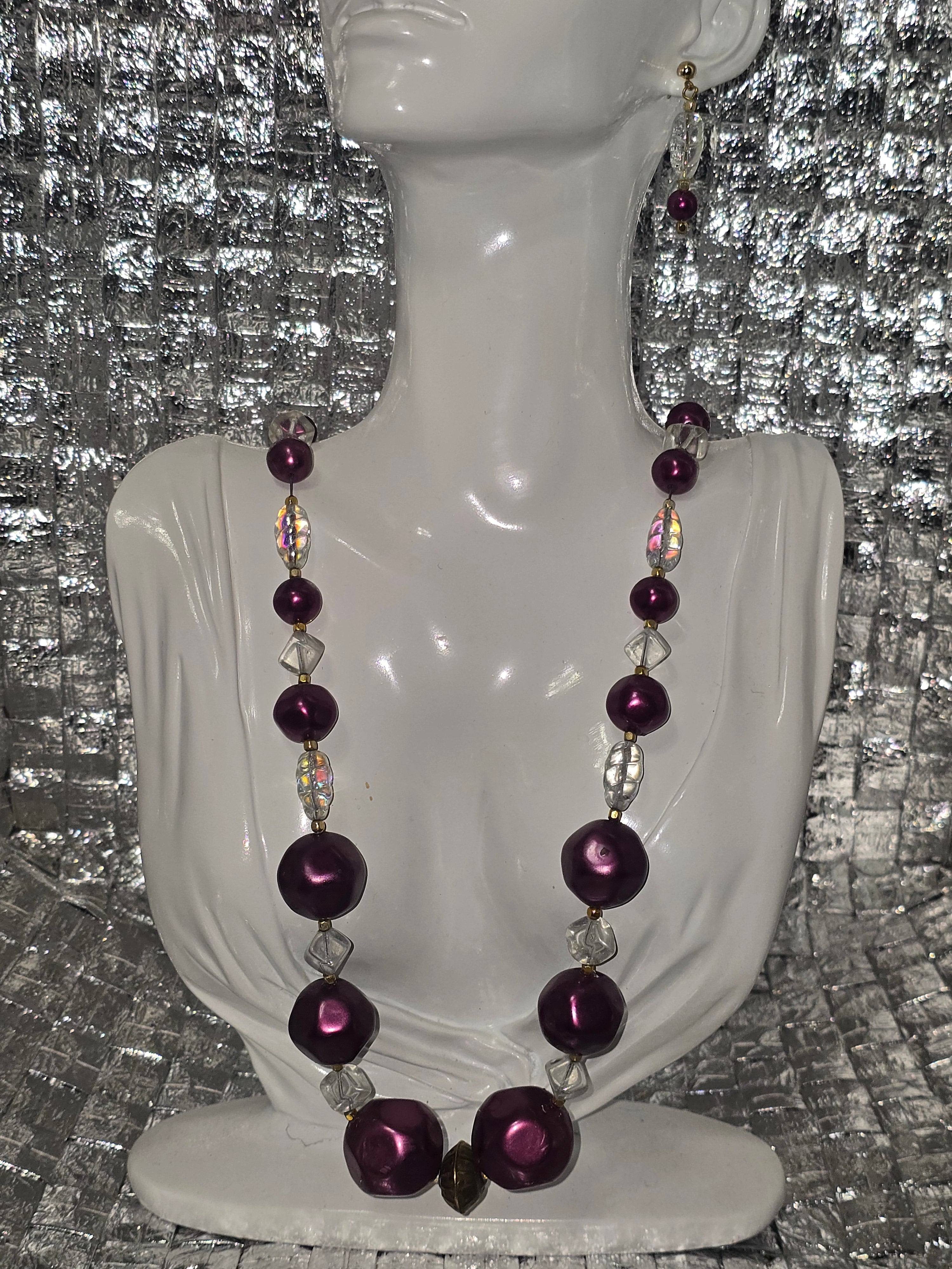 Vintage Beaded Necklace & earring set