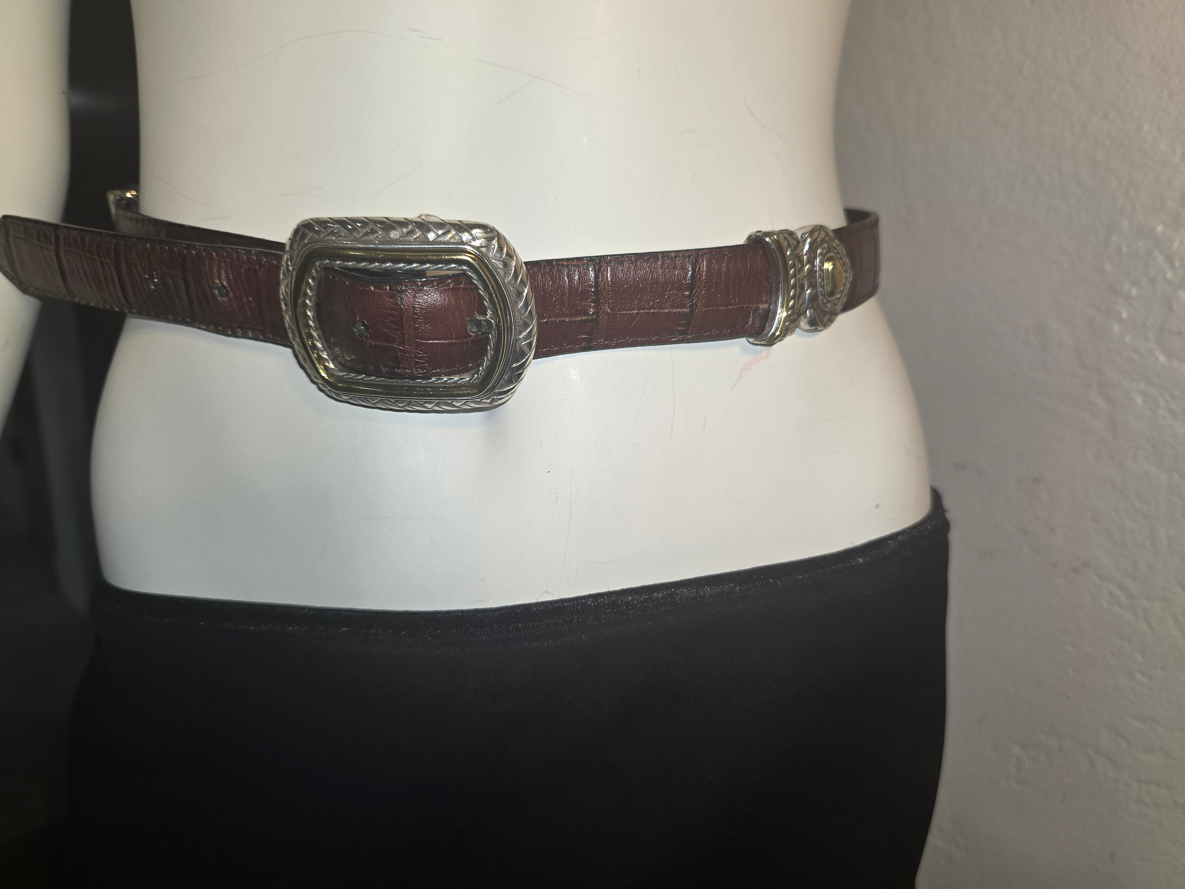 Brighton Reversable Embossed Alligator Black/ Brown belt