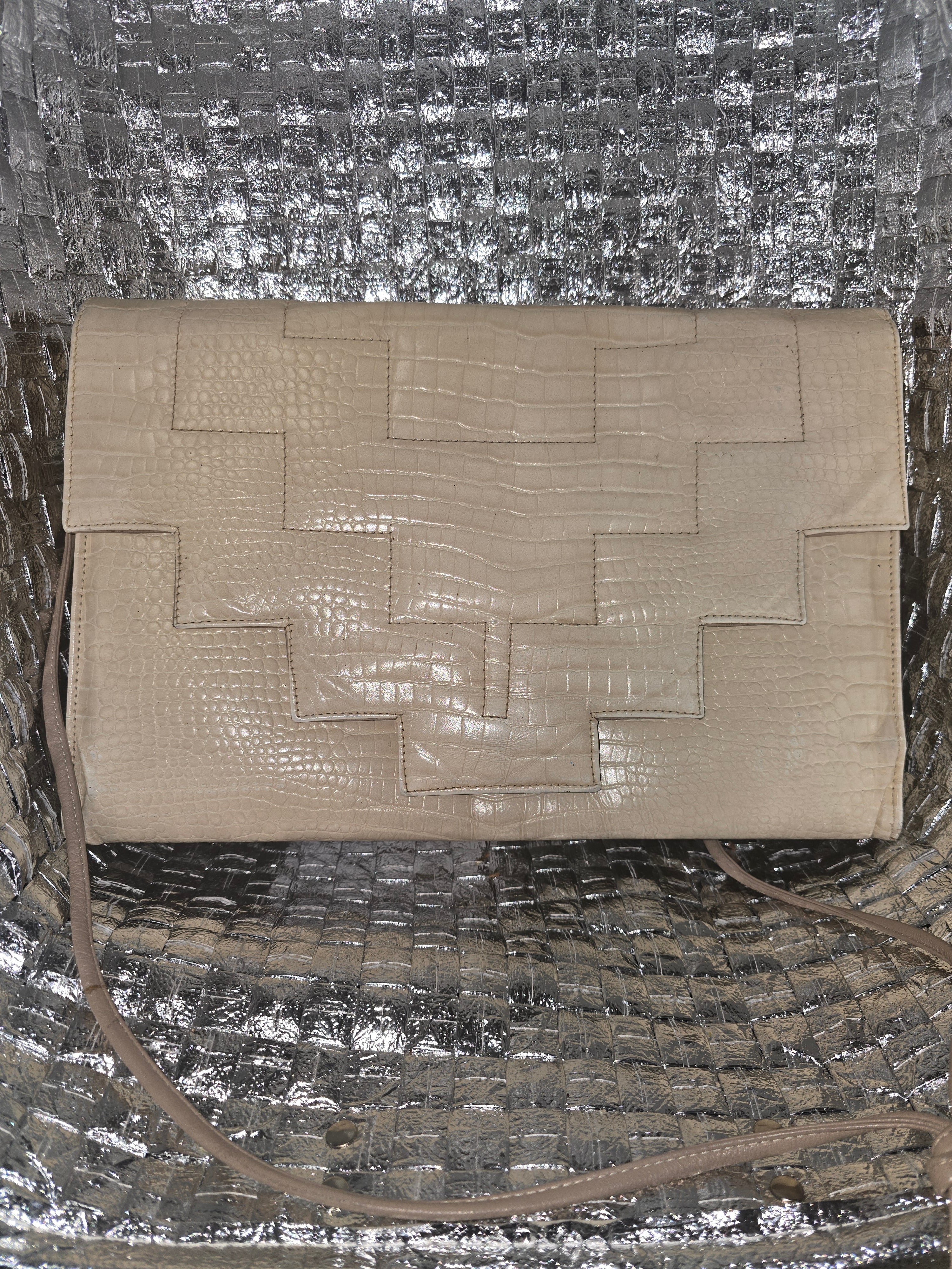 Vintage Sondra Roberts Crocodile Embossed Crossbody Purse