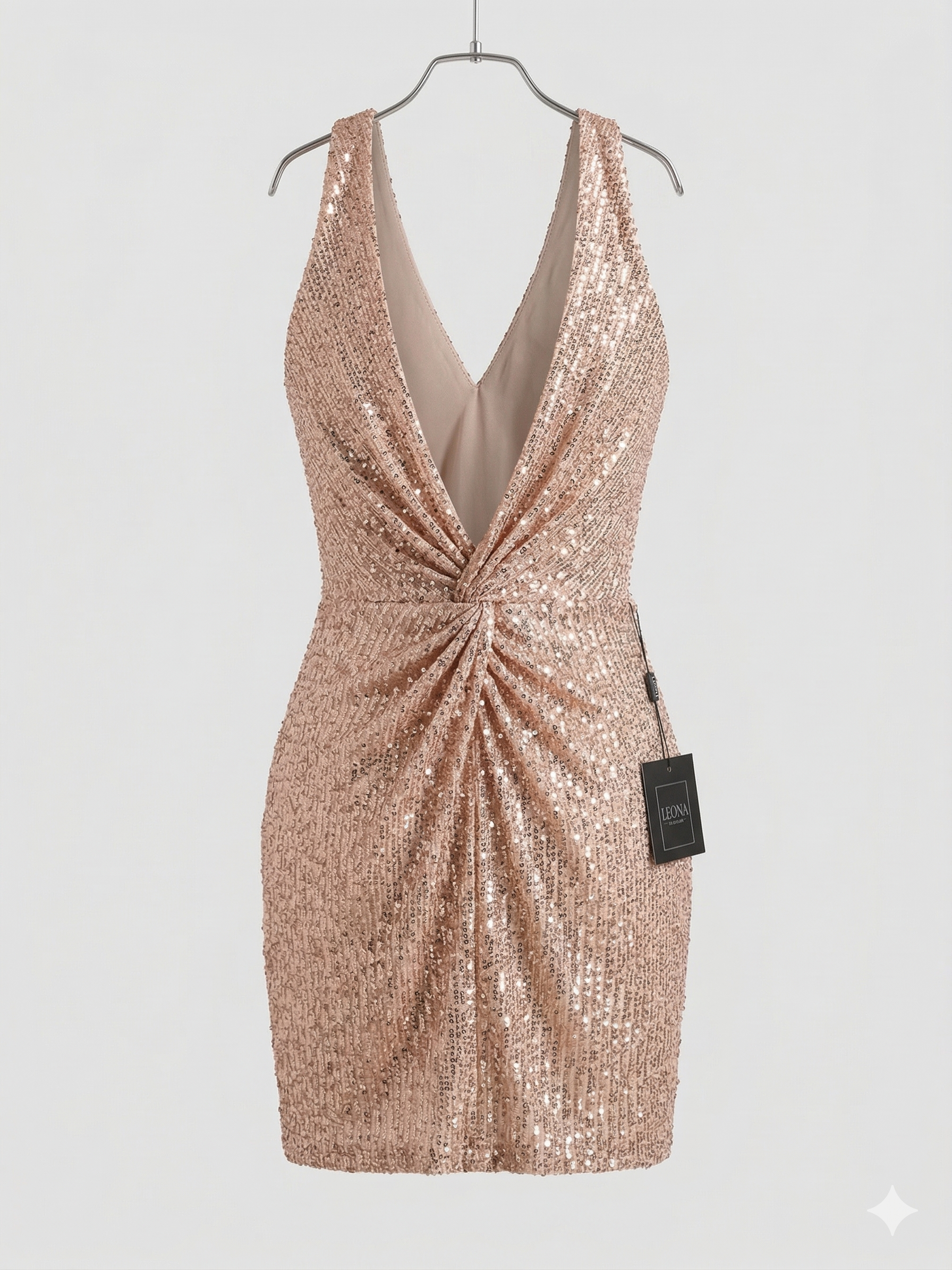 NWT IEENA MAC rose gold sequined cocktail dress (New/ Tages)