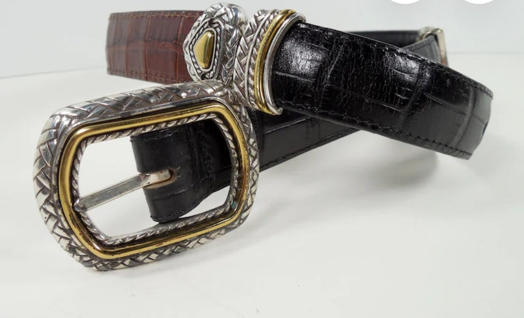 Brighton Reversable Embossed Alligator Black/ Brown belt