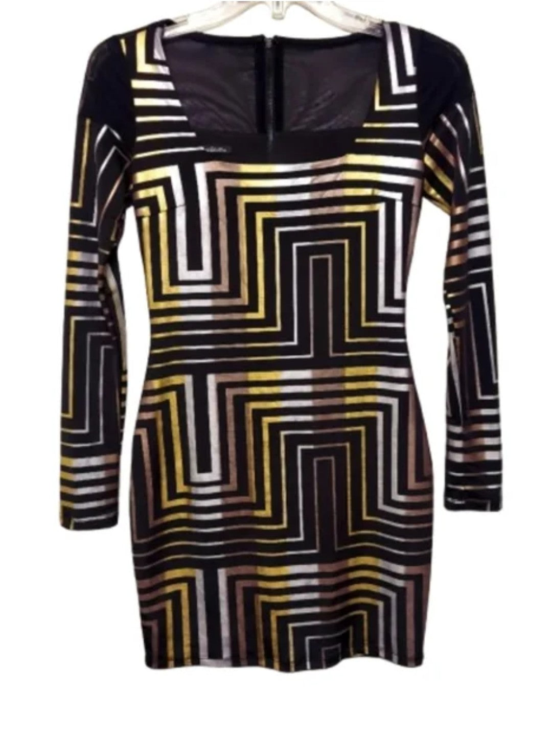 Rare Bebe Addiction black & gold Dress