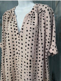 ANA sheer pink polka dot blouse