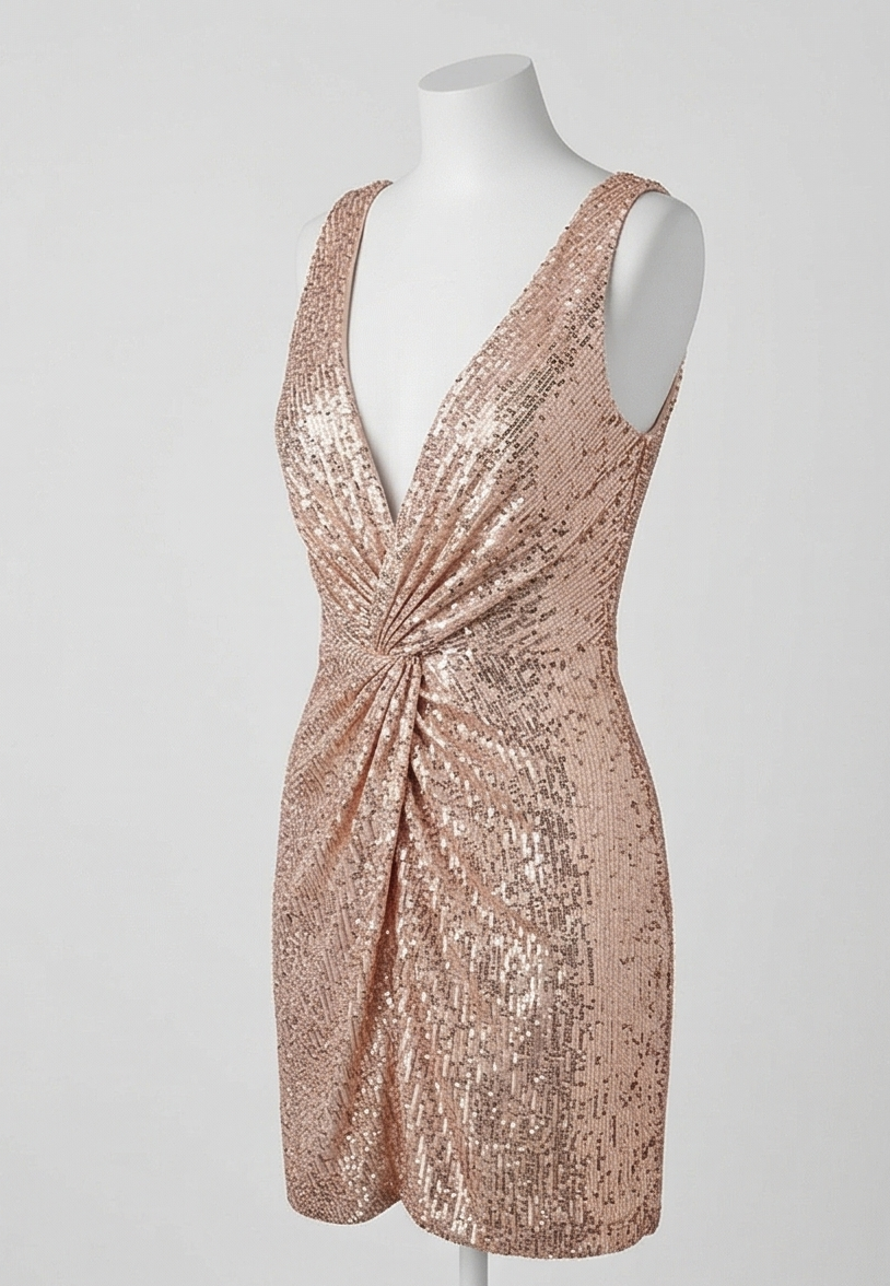 NWT IEENA MAC rose gold sequined cocktail dress (New/ Tages)